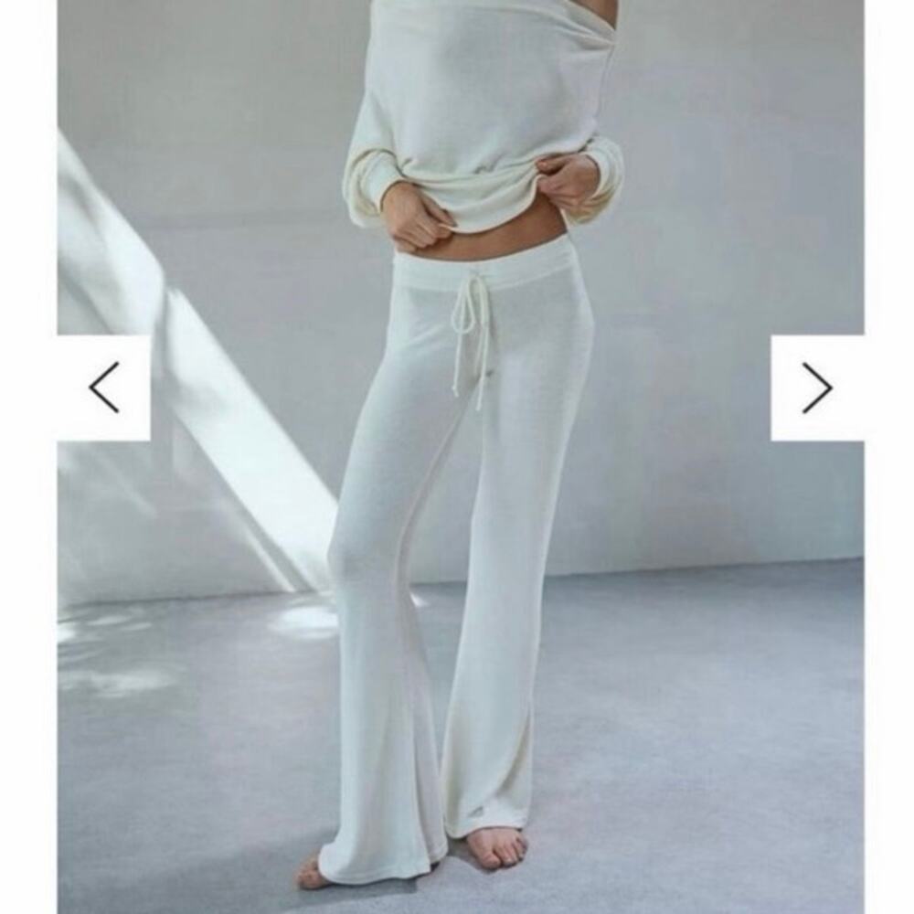 Urban Outfitters Out From Under Plush Lounge Pants Cream Wide Leg Drawstring